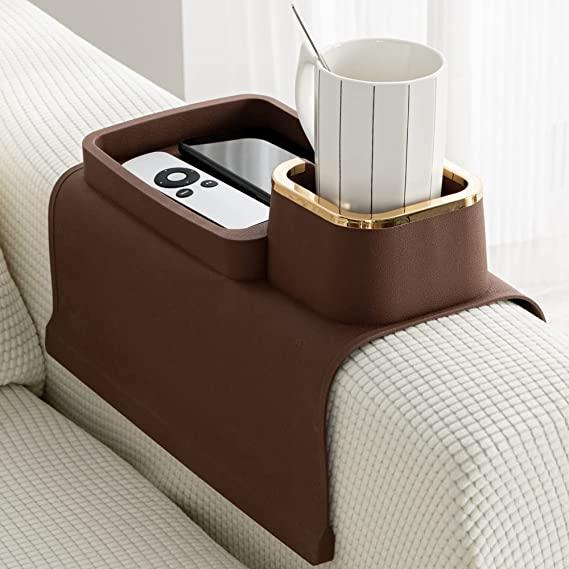 Couch Cup Holder Tray, Anti-Spill and Anti-Slip Recliner Table Tray